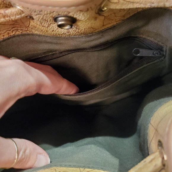 Maskof Italy Vintage World Map Bucket Bag Tan Neutral Vegan Leather - Picture 7 of 14